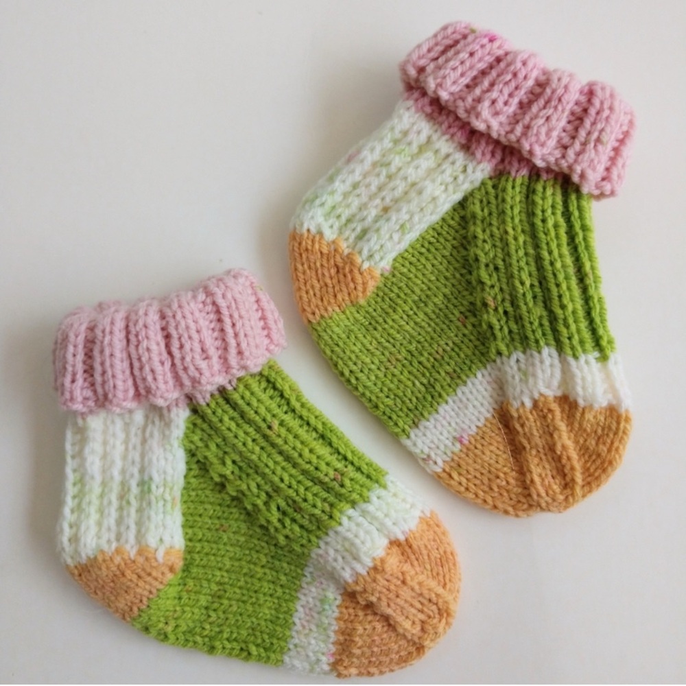 Socks Toddler Baby Accessories Hand Crafted Pink Green White Orange Colorful
